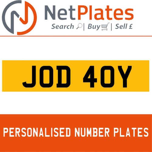 JOD 40Y PERSONALISED PRIVATE CHERISHED DVLA NUMBER PLATE For Sale