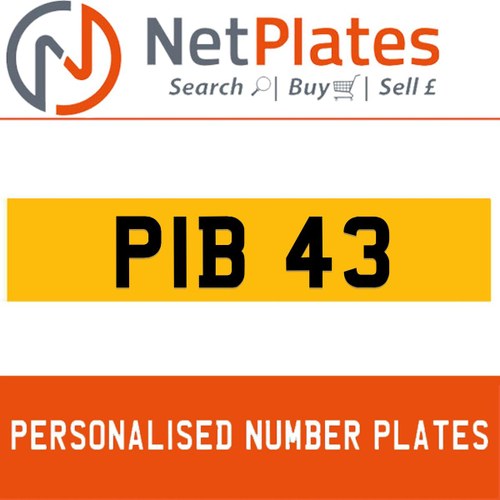 PIB 43 PERSONALISED PRIVATE CHERISHED DVLA NUMBER PLATE For Sale