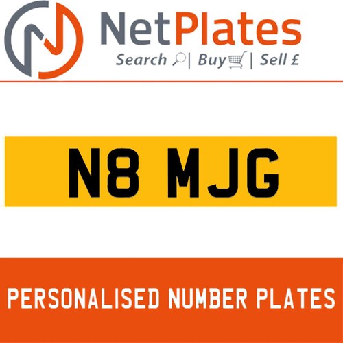 N8 MJG PERSONALISED PRIVATE CHERISHED DVLA NUMBER PLATE For Sale