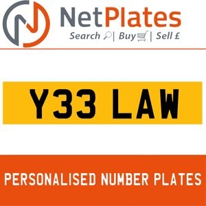Y33 LAW PERSONALISED PRIVATE CHERISHED DVLA NUMBER PLATE For Sale