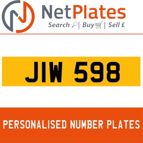 JIW 598 PERSONALISED PRIVATE CHERISHED DVLA NUMBER PLATE For Sale