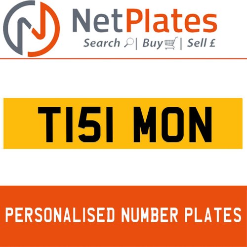 T151 MON PERSONALISED PRIVATE CHERISHED DVLA NUMBER PLATE For Sale