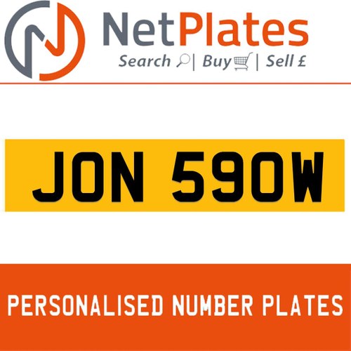 JON 590W PERSONALISED PRIVATE CHERISHED DVLA NUMBER PLATE For Sale