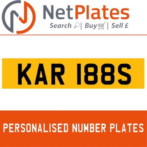 KAR 188S PERSONALISED PRIVATE CHERISHED DVLA NUMBER PLATE For Sale