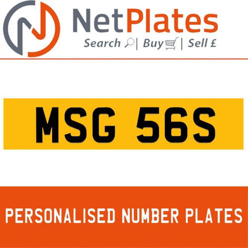 MSG 56S PERSONALISED PRIVATE CHERISHED DVLA NUMBER PLATE In vendita