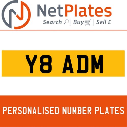 Y8 ADM PERSONALISED PRIVATE CHERISHED DVLA NUMBER PLATE For Sale