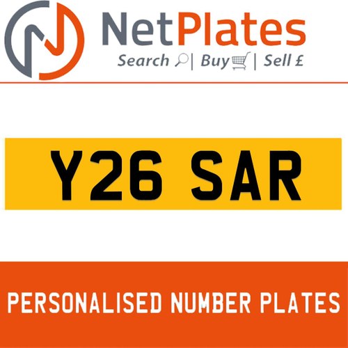 Y26 SAR PERSONALISED PRIVATE CHERISHED DVLA NUMBER PLATE In vendita