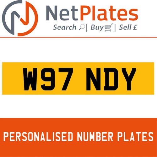 W97 NDY PERSONALISED PRIVATE CHERISHED DVLA NUMBER PLATE For Sale