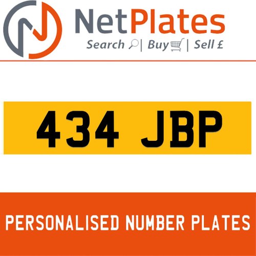 434 JBP PERSONALISED PRIVATE CHERISHED DVLA NUMBER PLATE For Sale