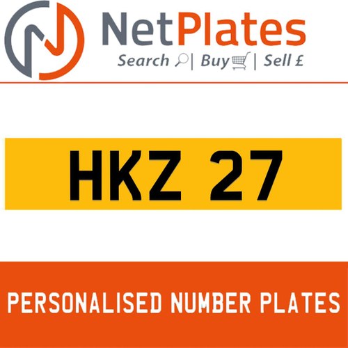 HKZ 27 PERSONALISED PRIVATE CHERISHED DVLA NUMBER PLATE For Sale