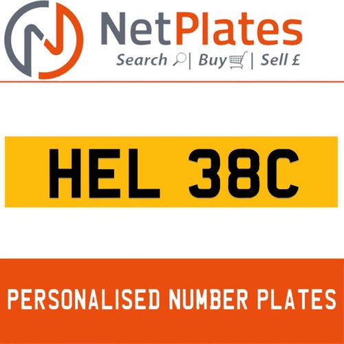 HEL 38C PERSONALISED PRIVATE CHERISHED DVLA NUMBER PLATE For Sale