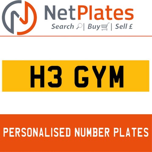 H3 GYM PERSONALISED PRIVATE CHERISHED DVLA NUMBER PLATE In vendita
