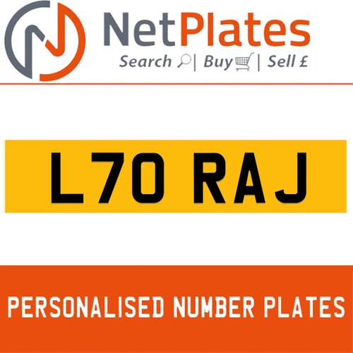 L70 RAJ PERSONALISED PRIVATE CHERISHED DVLA NUMBER PLATE For Sale