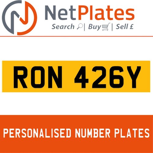 RON 426Y PERSONALISED PRIVATE CHERISHED DVLA NUMBER PLATE In vendita