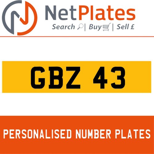 GBZ 43 PERSONALISED PRIVATE CHERISHED DVLA NUMBER PLATE In vendita