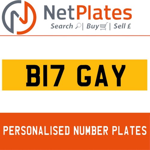 B17 GAY PERSONALISED PRIVATE CHERISHED DVLA NUMBER PLATE For Sale