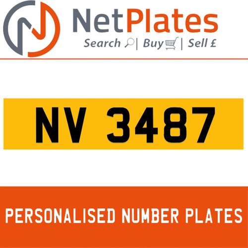 NV 3487 PERSONALISED PRIVATE CHERISHED DVLA NUMBER PLATE In vendita