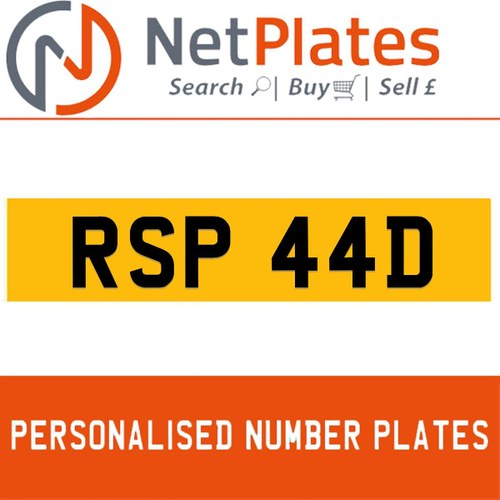 RSP 44D PERSONALISED PRIVATE CHERISHED DVLA NUMBER PLATE For Sale