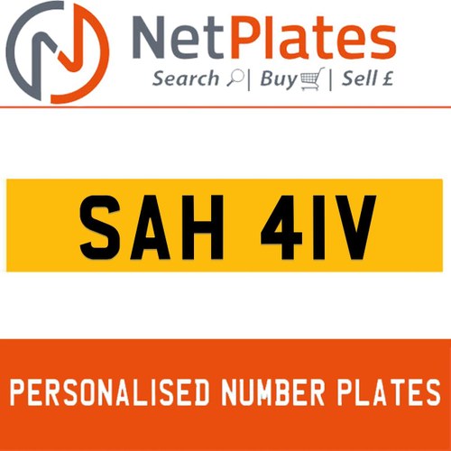 SAH 41V PERSONALISED PRIVATE CHERISHED DVLA NUMBER PLATE For Sale