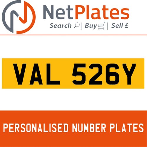 VAL 526Y PERSONALISED PRIVATE CHERISHED DVLA NUMBER PLATE For Sale