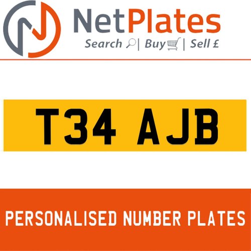 T34 AJB PERSONALISED PRIVATE CHERISHED DVLA NUMBER PLATE For Sale