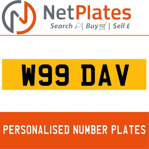 W99 DAV PERSONALISED PRIVATE CHERISHED DVLA NUMBER PLATE For Sale