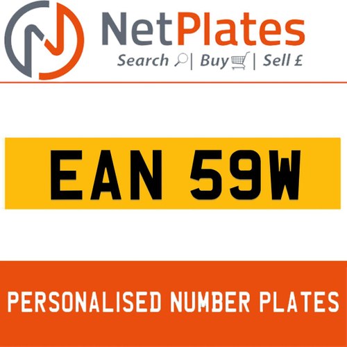 EAN 59W PERSONALISED PRIVATE CHERISHED DVLA NUMBER PLATE For Sale