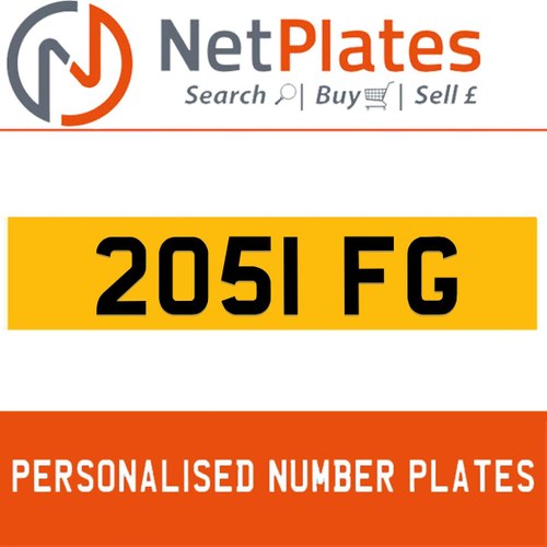 2051 FG PERSONALISED PRIVATE CHERISHED DVLA NUMBER PLATE For Sale