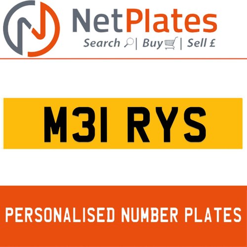 M31 RYS PERSONALISED PRIVATE CHERISHED DVLA NUMBER PLATE In vendita