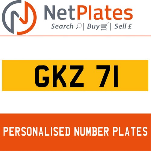 GKZ 71 PERSONALISED PRIVATE CHERISHED DVLA NUMBER PLATE For Sale