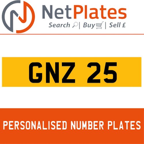 GNZ 25 PERSONALISED PRIVATE CHERISHED DVLA NUMBER PLATE In vendita