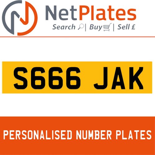 S666 JAK PERSONALISED PRIVATE CHERISHED DVLA NUMBER PLATE For Sale