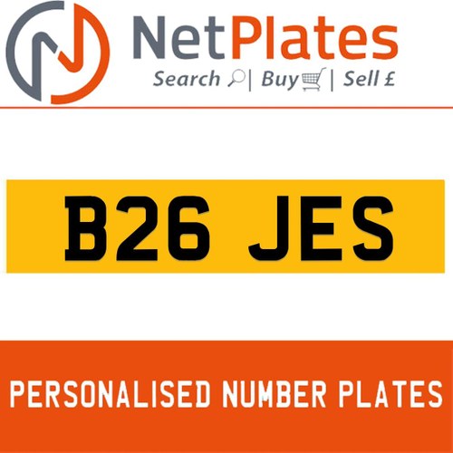 B26 JES PERSONALISED PRIVATE CHERISHED DVLA NUMBER PLATE For Sale