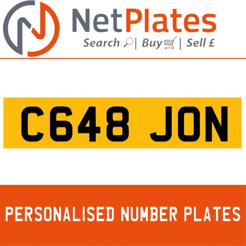 C648 JON PERSONALISED PRIVATE CHERISHED DVLA NUMBER PLATE In vendita