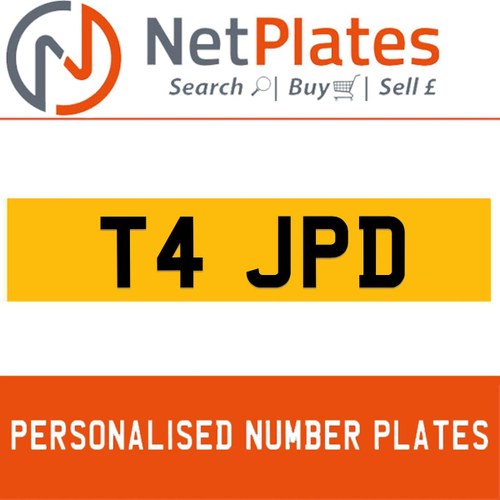 T4 JPD PERSONALISED PRIVATE CHERISHED DVLA NUMBER PLATE For Sale