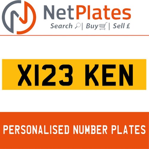 X123 KEN PERSONALISED PRIVATE CHERISHED DVLA NUMBER PLATE In vendita