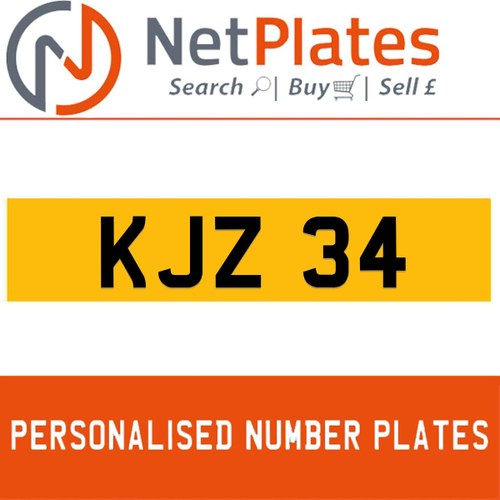 KJZ 34 PERSONALISED PRIVATE CHERISHED DVLA NUMBER PLATE For Sale