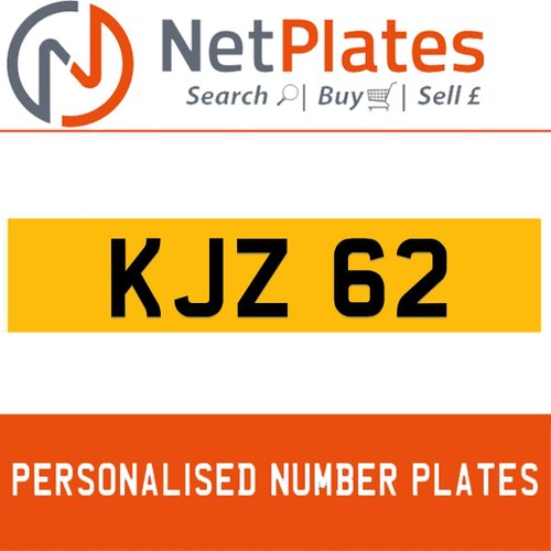 KJZ 62 PERSONALISED PRIVATE CHERISHED DVLA NUMBER PLATE For Sale