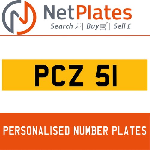 PCZ 51 PERSONALISED PRIVATE CHERISHED DVLA NUMBER PLATE In vendita