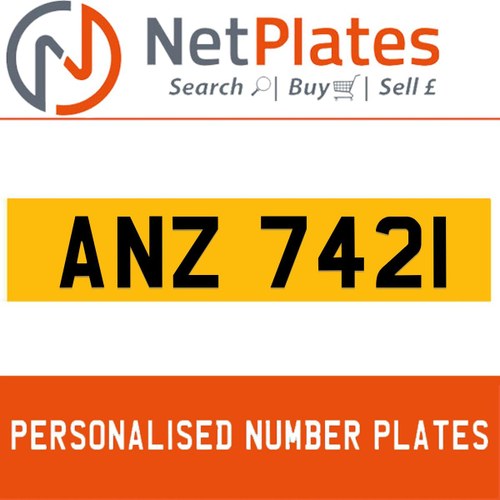 ANZ 7421 PERSONALISED PRIVATE CHERISHED DVLA NUMBER PLATE For Sale