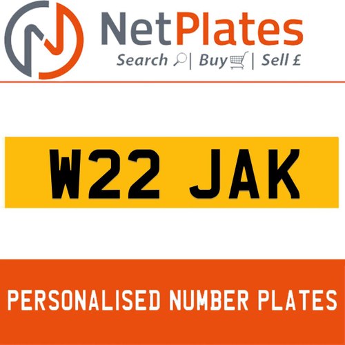 W22 JAK PERSONALISED PRIVATE CHERISHED DVLA NUMBER PLATE In vendita