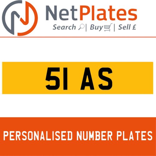 51 AS PERSONALISED PRIVATE CHERISHED DVLA NUMBER PLATE In vendita