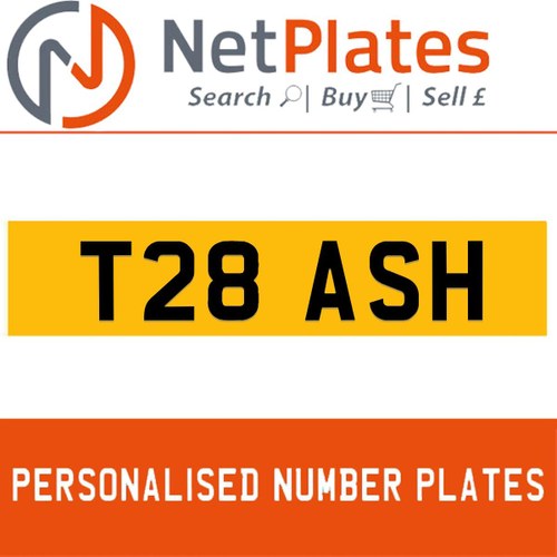 T8 ASH PERSONALISED PRIVATE CHERISHED DVLA NUMBER PLATE For Sale
