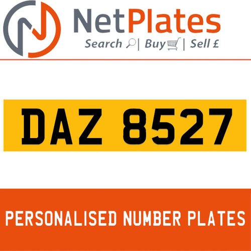 DAZ 8527 PERSONALISED PRIVATE CHERISHED DVLA NUMBER PLATE For Sale