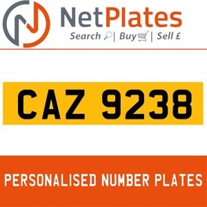 CAZ 9238 PERSONALISED PRIVATE CHERISHED DVLA NUMBER PLATE In vendita