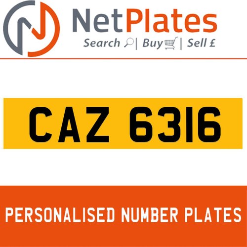 CAZ 6316 PERSONALISED PRIVATE CHERISHED DVLA NUMBER PLATE In vendita