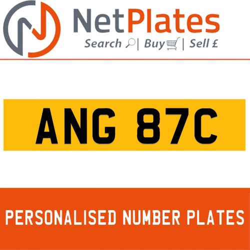 ANG 87C PERSONALISED PRIVATE CHERISHED DVLA NUMBER PLATE In vendita
