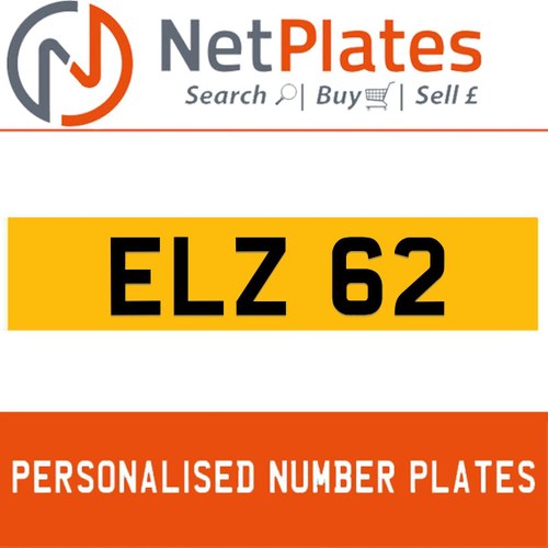 ELZ 62 PERSONALISED PRIVATE CHERISHED DVLA NUMBER PLATE In vendita