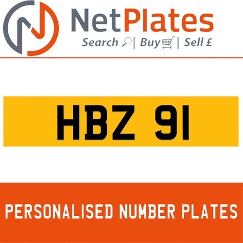 HBZ 91 PERSONALISED PRIVATE CHERISHED DVLA NUMBER PLATE In vendita