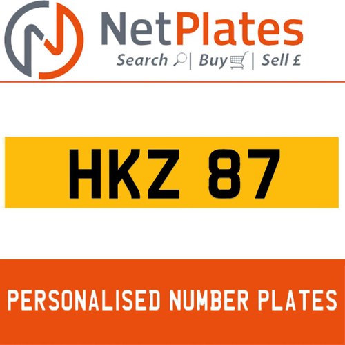 HKZ 87 PERSONALISED PRIVATE CHERISHED DVLA NUMBER PLATE For Sale